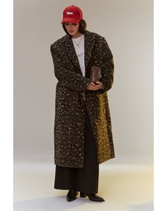Пальто однобортное прямого кроя в леопардовый принт Inspire