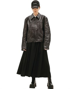 Черная кожаная куртка с потертостями Balenciaga