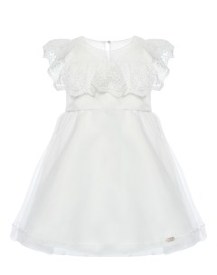Платье с кружевной рюшей белое Baby a.