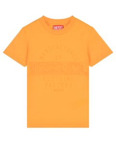 Оранжевая футболка с лого в тон Diesel