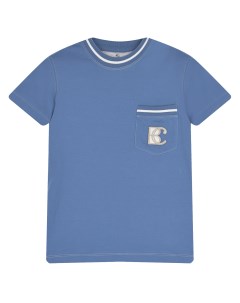 Синяя футболка с накладным карманом Brunello cucinelli