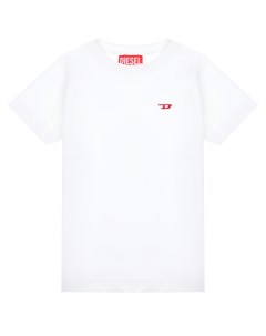 Белая футболка с красным лого Diesel