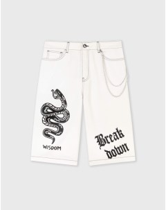 Белые джинсовые шорты Comfort с принтом и патчем Gloria jeans