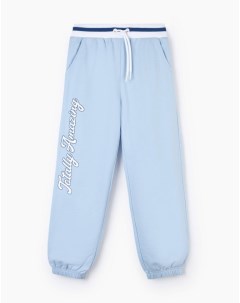 Голубые спортивные брюки Jogger с принтом для девочки Gloria jeans