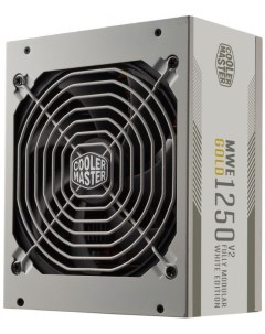 Блок питания ATX MWE Gold 1250 V2 ATX 3 0 White Version 1250W Active PFC 80 PLUS Gold 140mm fan full Cooler master