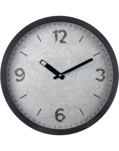 Часы настенные Бетон круглые пластик цвет серый черный бесшумные o30 см Troykatime