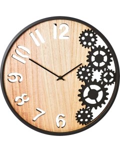 Часы настенные Шестеренки круг МДФ цвет бежево черный бесшумные o40 см Без бренда