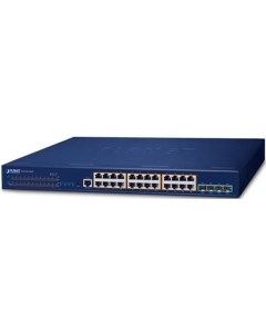 Коммутатор Layer 3 24 Port 10 100 1000T 802 3at PoE 4 Port 10G SFP Stackable Managed Switch 370W PoE Planet