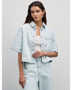 Джинсовая рубашка на пуговицах с коротким рукавом Zarina