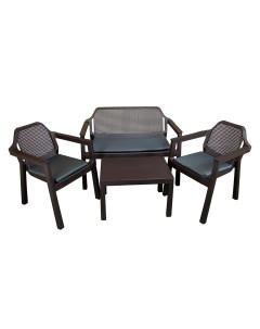 Набор садовой мебели пластиковый Easy comfort темно коричневый стол диван и 2 кресла Р6037КОР Adrianoplast