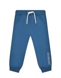 Спортивные брюки с белым лого голубые Bikkembergs