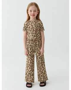 Широкие леопардовые брюки для девочек Sela
