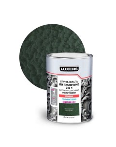 Грунт эмаль по ржавчине 3 в 1 молотковая цвет темно зеленый 2 4 кг Luxens