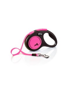 Рулетка для собак Neon S ременная 5м розовая Flexi