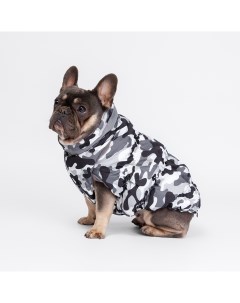 Куртка на молнии для собак породы французский бульдог размер 5 черно белый камуфляж Rurri