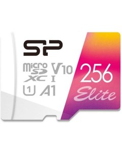 Карта памяти microSDXC UHS I U1 Elite 256 ГБ 100 МБ с Class 10 SP256GBSTXBV1V20SP 1 шт переходник SD Silicon power