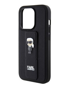 Чехол для iPhone 14 Pro с подставкой metal Hard Black Karl lagerfeld