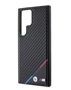 Чехол для Galaxy S24 Ultra из экокожи с MagSafe Tricolor Metal logo Hard Black Bmw