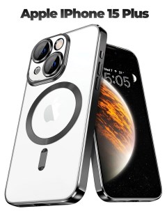 Силиконовый чехол для Apple iPhone 15 Plus с MagSafe черный Darivadi