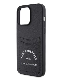 Чехол для iPhone 13 Pro Max из экокожи с карманом для карт RSG Hard Black Karl lagerfeld