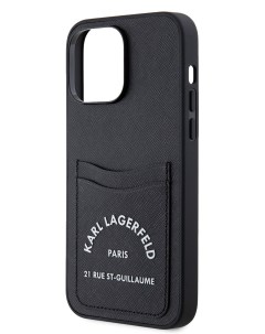 Чехол для iPhone 14 Pro Max из экокожи с карманом для карт RSG Hard Black Karl lagerfeld