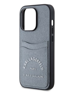 Чехол для iPhone 14 Pro с карманом для карт RSG 3D rubber logo Hard Grey Karl lagerfeld