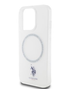 Чехол U S Polo для iPhone 15 Pro с MagSafe Double Horse logo Hard White U.s. polo assn.