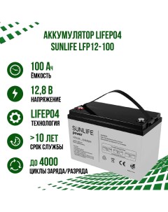 Литий ионный аккумулятор LiFePO4 LFP12 100 12В 100Ач с Bluetooth Sunlife