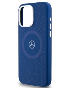 Чехол Mercedes для iPhone 15 Pro Max с эффектом Soft touch и MagSafe Hard Navy Merсedes-benz
