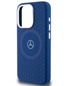 Чехол Mercedes для iPhone 15 Pro с эффектом Soft touch и MagSafe Hard Navy Merсedes-benz