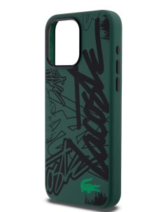 Чехол для iPhone 15 Pro Max с эффектом Soft touch Graffiti Hard Green Black Lacoste