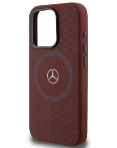 Чехол Mercedes для iPhone 15 Pro с эффектом Soft touch и MagSafe Hard Red Merсedes-benz