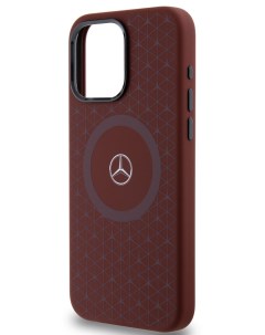 Чехол Mercedes для iPhone 15 Pro Max с эффектом Soft touch и MagSafe Hard Red Merсedes-benz