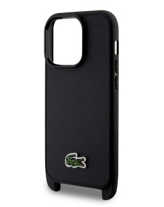 Чехол для iPhone 15 Pro с фирменным ремешком Hard Black Lacoste