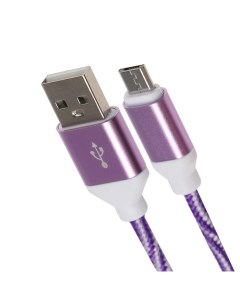 Кабель microUSB USB 1 А 1 м бело фиолетовый Luazon