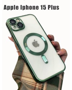Силиконовый чехол для Apple iPhone 15 Plus с MagSafe зеленый Darivadi
