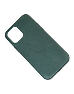 Чехол iPhone 12 mini Leather MagSafe темно зеленый премиум Promise mobile