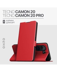 Чехол книжка для TECNO Camon 20 20 Pro из искусственной кожи с карманом красный Onzo