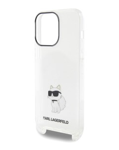 Чехол для iPhone 13 Pro Max с ремешком Hard Transparent Karl lagerfeld