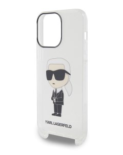 Чехол для iPhone 13 Pro Max с ремнем Hard Transparent Karl lagerfeld