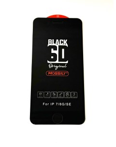 Защитное стекло для iPhone 7 8 SE 2020 повышенной прочности 6D черное Mossily