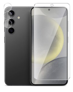 Защитное стекло на экран и камеру Samsung Galaxy S24 гибридное прозрачное Brozo