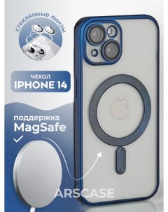Силиконовый чехол для Apple iPhone 14 с MagSafe синий Darivadi