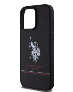 Чехол U S Polo для iPhone 15 Pro Max Double horse logo Hard Black U.s. polo assn.