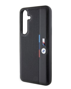 Чехол для Galaxy S24 из экокожи Tricolor stripes Metal logo Hard Black Bmw