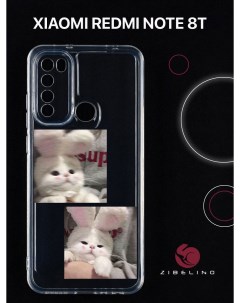 Чехол для Xiaomi Redmi Note 8t с защитой камеры с принтом милый котик Zibelino