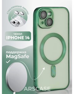 Силиконовый чехол для Apple iPhone 14 с MagSafe зеленый Darivadi