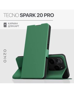 Чехол книжка для Tecno Spark 20 Pro из искусственной кожи с карманом зеленый Onzo