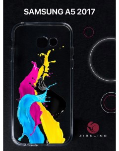 Чехол для Samsung Galaxy a5 2017 прозрачный с рисунком с принтом буйство красок Zibelino
