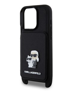 Чехол для iPhone 15 Pro с ремнем NFT Karl Choup Metal Hard Black Karl lagerfeld